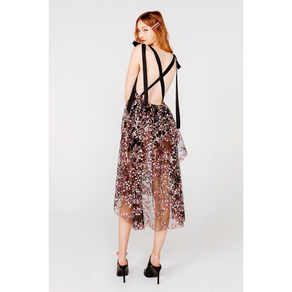 Rare NWT For Love and Lemons Beaded Gibson Cherry Blossom Floral Sheers Dress S - Picture 12 of 16